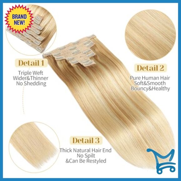 16 Inch Clip-In Human Hair Extensions, 7pcs 70g Straight Remy Hair main image 5